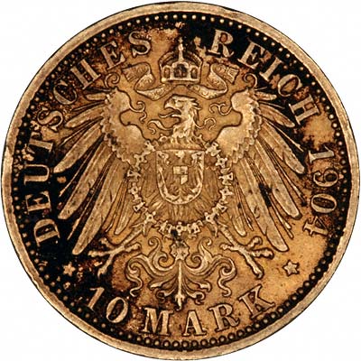 Reverse of 1904 German 10 Marks