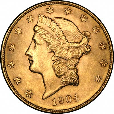 Obverse of 1904 American Gold Double Eagle