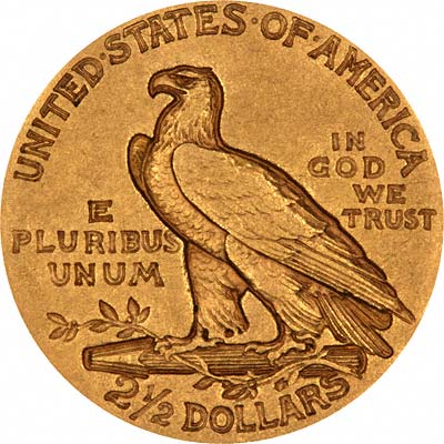 Walking Eagle Reverse Design on 1908 American Gold Quarter Eagle