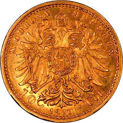Reverse of 1910 Austrian 10 Coronas