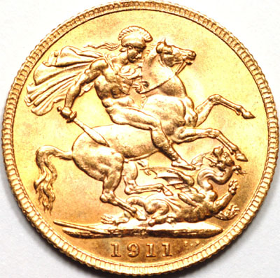 Reverse of 1911 Canada Mint Sovereign