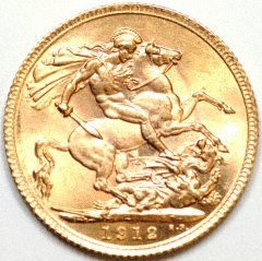 Our 1912 London Mint George V Gold Sovereign Reverse Photograph