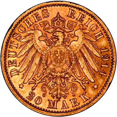 Reverse of German 20 Marks of 1900