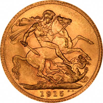 Our Mint Condition 1915 Sovereign Reverse Photograph