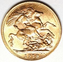 Reverse of 1919 Gold Sovereign