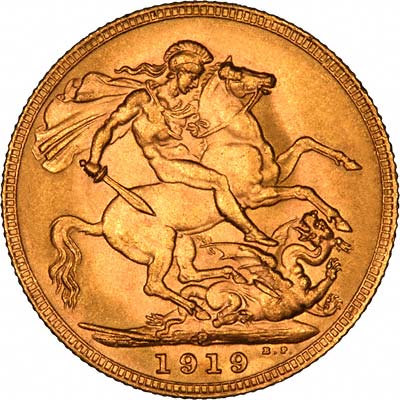 Reverse of 1919 Gold Sovereign