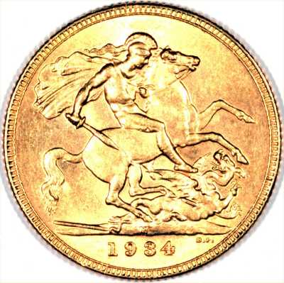 Reverse of 1934 Gold Sovereign