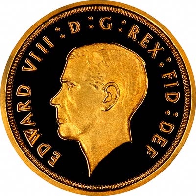 Obverse of 1936 Unofficial Fantasy Pattern Gold Sovereign