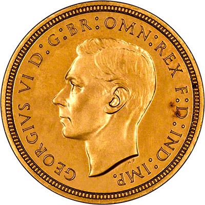 Obverse of 1937 Gold Proof Half Sovereign