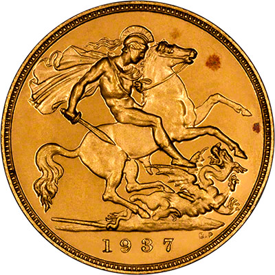 Reverse of 1937 Gold Proof Half Sovereign