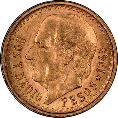 Obverse of 1945 Mexican 2 Pesos