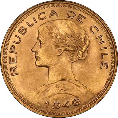 Obverse of 1946 Chilean 100 Pesos