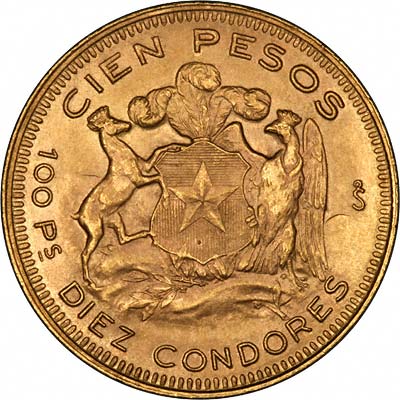 Reverse of 1946 Chilean 100 Pesos