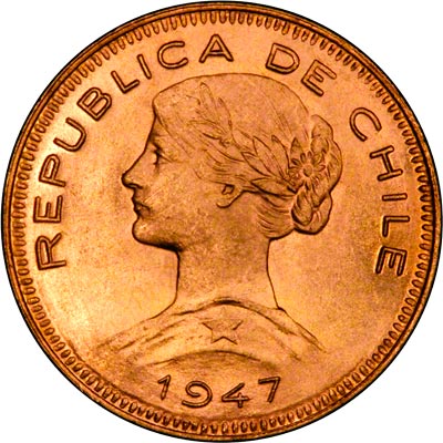 Obverse of 1947 Chilean 100 Pesos