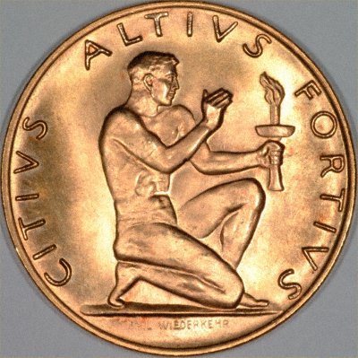 Obverse of 1948 St. Moritz Winter Olympics Gold Medal