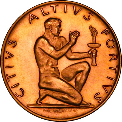 Obverse of 1948 St. Moritz Winter Olympics Gold Medallion