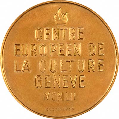 Reverse of 1952 Geneva European Cultural Centre Gold Medal