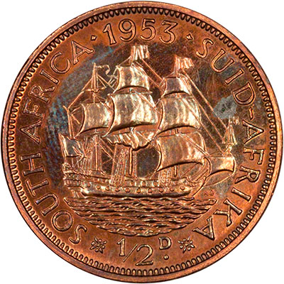 1953 South Africa Bronze Half Penny REV