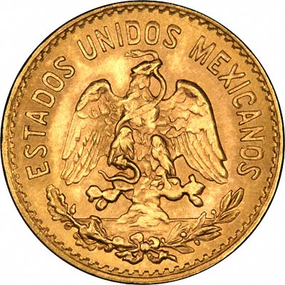 Reverse of 1955 Mexican 5 Pesos