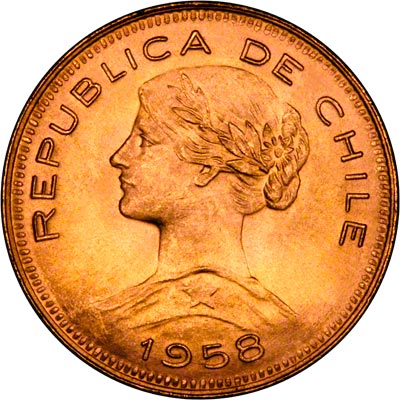 Obverse of 1958 Chilean 100 Pesos