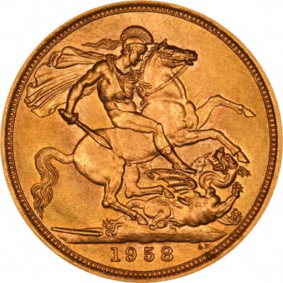 Our 1958 Gold Sovereign Reverse Photograph