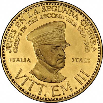 Vittorio Emanuele III on Venezuelan Chiefs of WWII Gold Medal