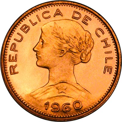 Obverse of 1960 Chilean 100 Pesos