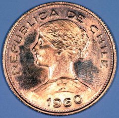 Obverse of 1960 Chile 100 Pesos