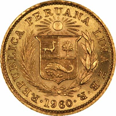 Reverse of 1960 Peru one fifth Libra