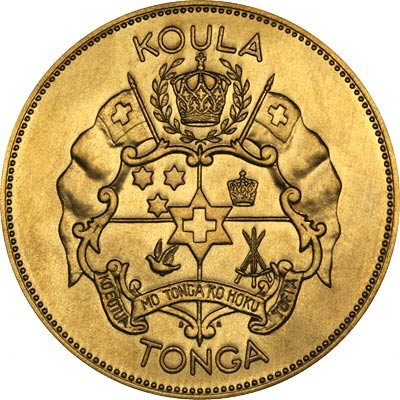 Obverse of 1962 Tonga Gold One Koula