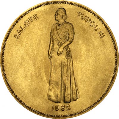 Reverse of 1962 Tonga Gold One Koula