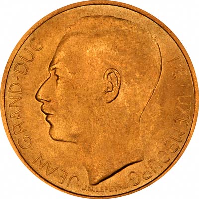 Obverse of 1964 Luxembourg Gold 20 Francs