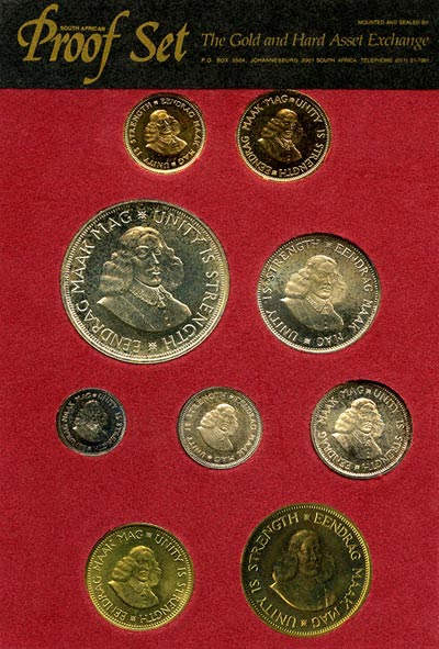 Obverse of 1964 South African Nine Coin Proof Set