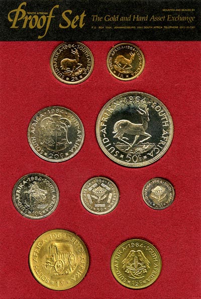 Reverse of 1964 South African Nine Coin Proof Set