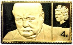 Winston Churchill Four Pence Stamp Replica in Gold