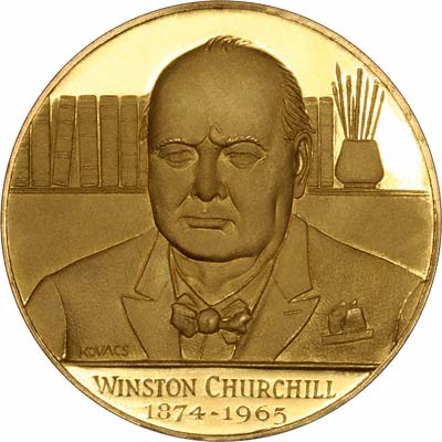 Sir Winston Spencer Churchill on Obverse of 1965 Gold Medal by Spink & Son