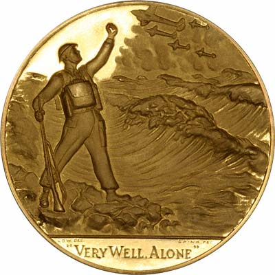 Reverse of 1965 Churchill Gold Medal by Spink & Son