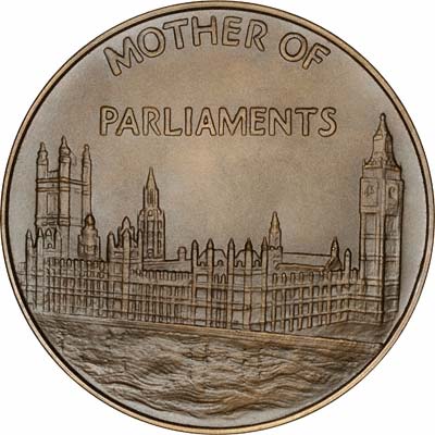 Reverse of 1967 Houses of Parliament Bronze Medallion