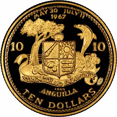 Obverse of Anguilla 1969 Ten Dollars