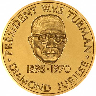 Obverse of 1970 Liberia Gold 25 Dollars
