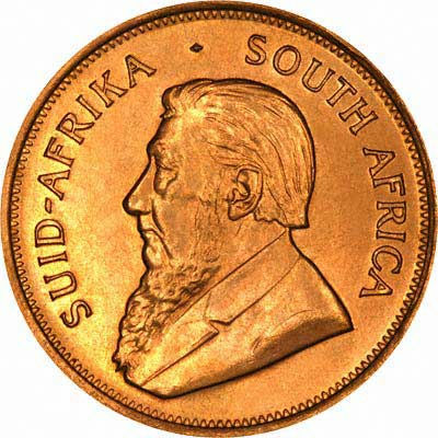 Obverse of 1972 South African 1 Ounce Krugrrand