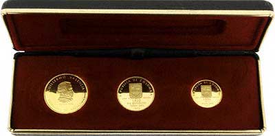 1973 Colombian 3 Gold Pesos Coin Collection In Presentation Box