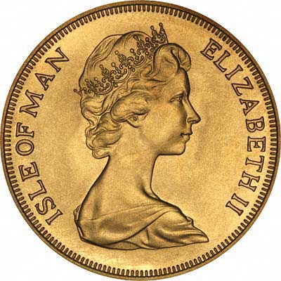 Obverse of 1973 Manx Gold Sovereign