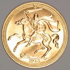 Reverse of 1973 Manx Gold Sovereign - Old Version