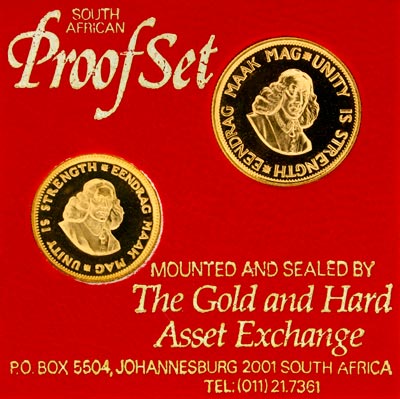 Obverse of South African 1973 Two Coin Proof Set