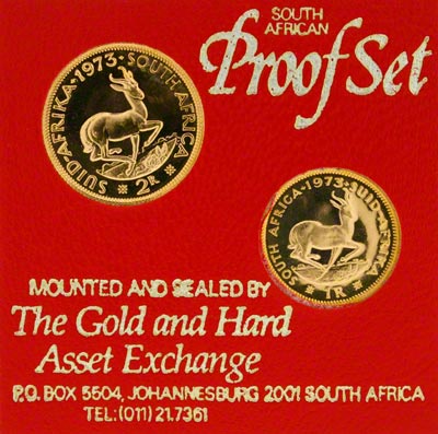 Reverse of South African 1973 Two Coin Proof Set
