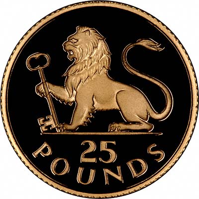 Reverse of 1975 Gibraltar £25 Gold Proof Coin