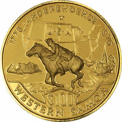 Our 1976 Western Samoa $100 Gold Proof Reverse Photograph