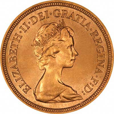 Our 1982 Queen Elizabeth II Gold  Sovereign  Obverse Photograph