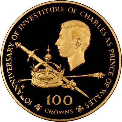Reverse of 1979 Turks and Caicos 100 Crowns